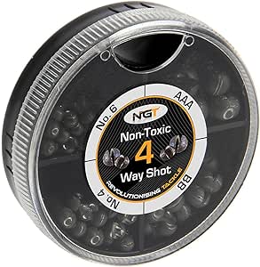 NGT 4 Way Dispenser - Non Toxic Fishing Split Shot - AAA, BB, 4,6