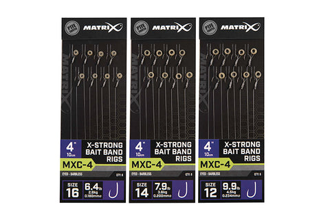 Matrix MXC-4 X-Strong Bait Band Rigs 10cm/4ins
